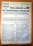 Liste officielle des prisonniers de guerre Liste officielle des prisonniers de guerre