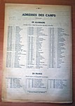 Adresses des camps Adresses des camps
